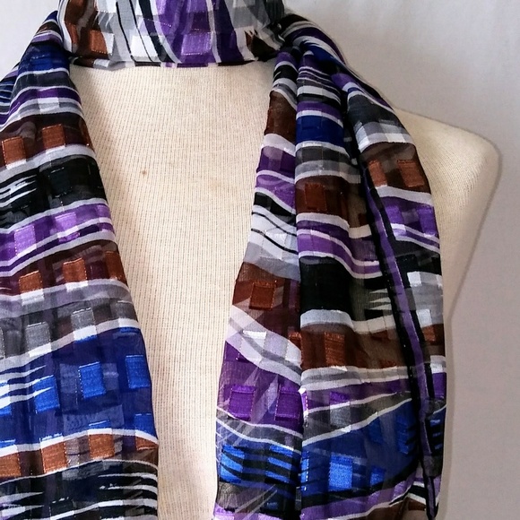 💜 Silky Striped Scarf #hundredsofscarves - Picture 1 of 5